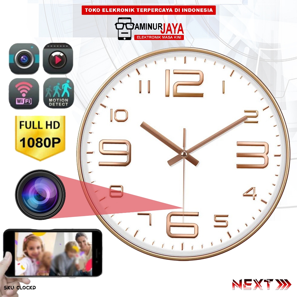 Hidden Spycam Full HD 1080P Kamera CCTV Wall Clock IP Camera Wifi Jam Dinding Wireless Cctv Rumah In