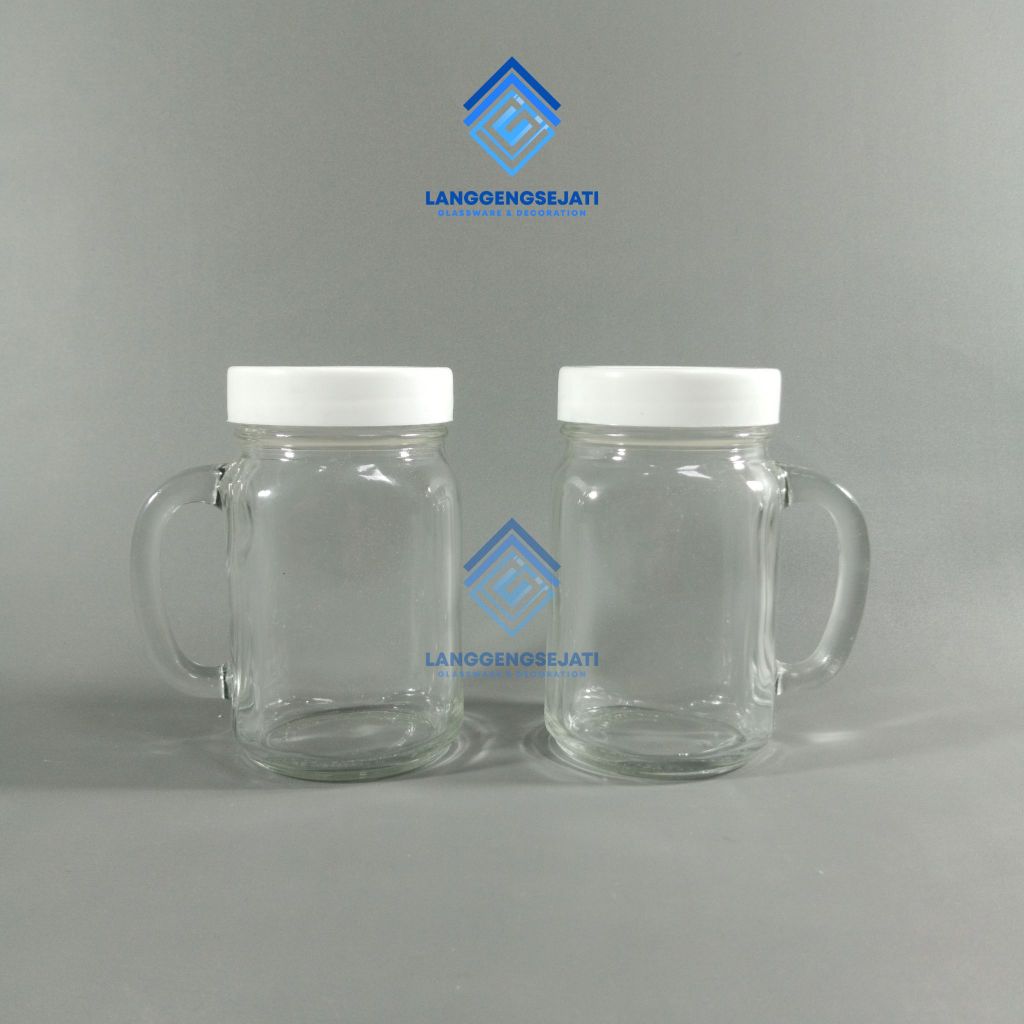 GELAS JAR KACA POLOS + TUTUP / GELAS KACA KEDAUNG / DRINKING JAR / GELAS TOPLES / STOPLES JAR GLASS