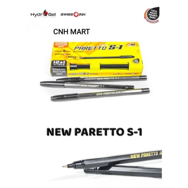 

Balpen New Pareto S -1 HARGA 13PCS / WARNA HITAM/ 1 Pak Isi 12 Bonus 1 PCS