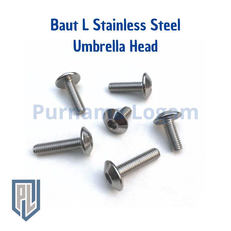 Baut L Umbrella M5 x 20 ( 2 cm ) Stainless 304 A2-70/ Kunci L4/ Drat 8/ Baut Payung