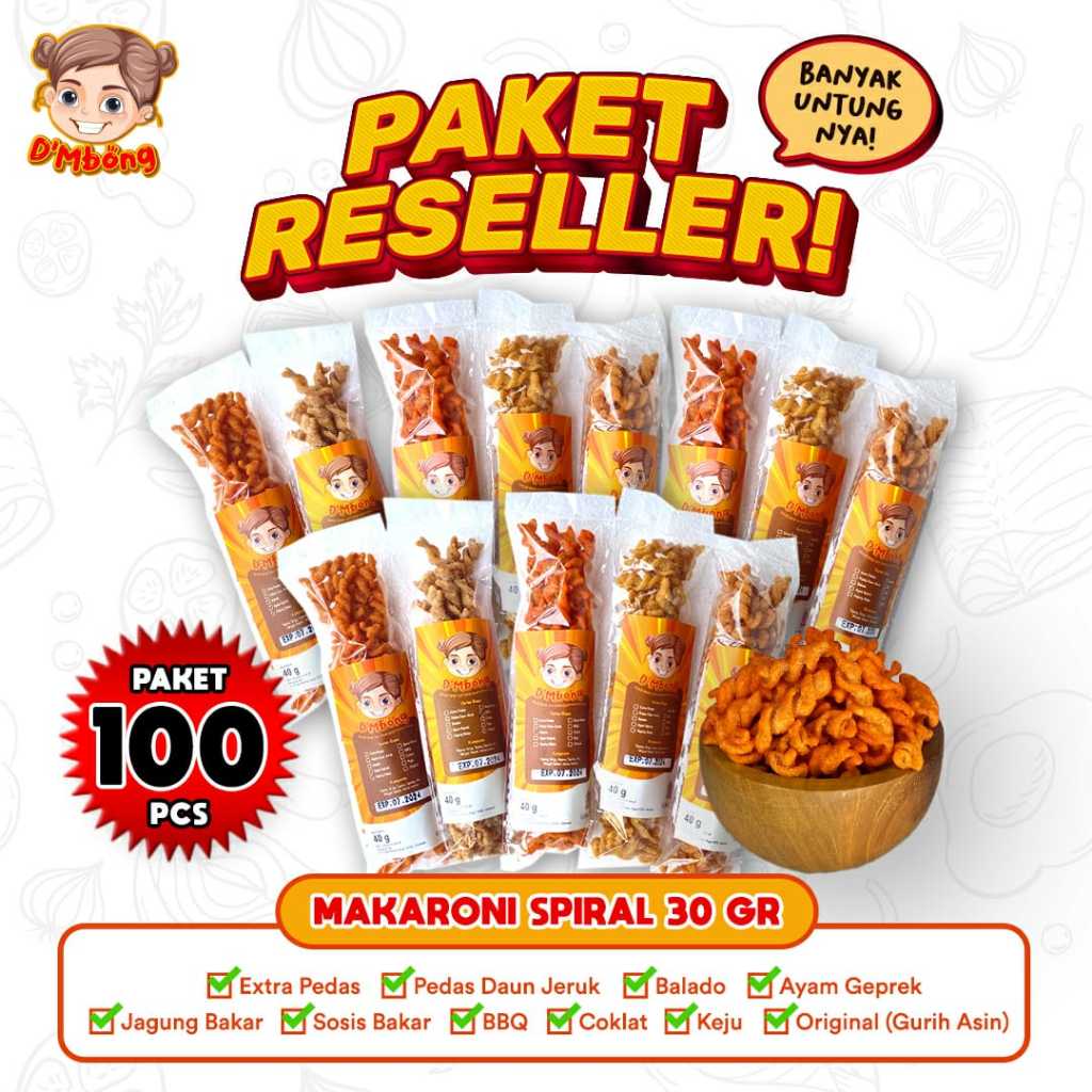 

Dmbong Paket Reseller Makaroni Spiral 100 Pcs