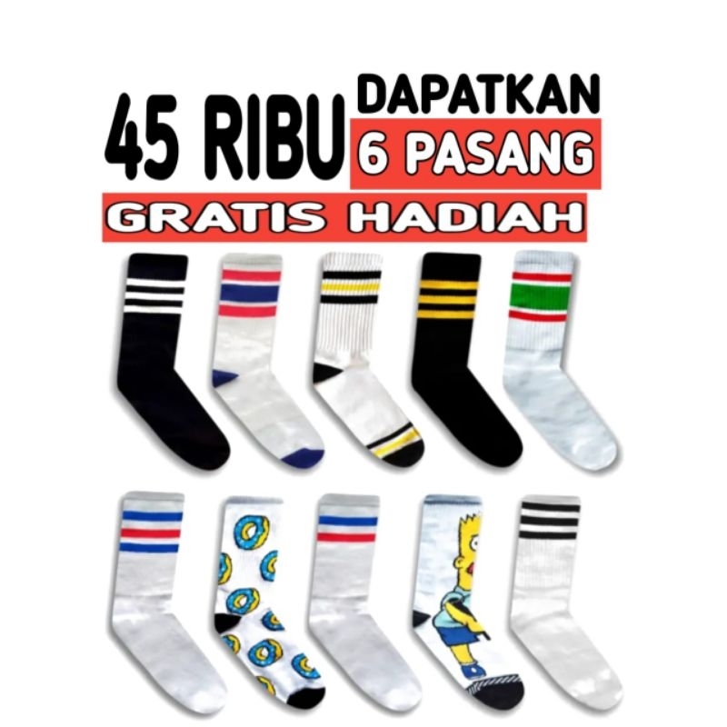 [GROSIR] ISI 6 PASANG kaos kaki anti bau KAOS KAKI PRIA DEWASA/KAOS KAKI PANJANG OLDSCHOOL SKATE PUN