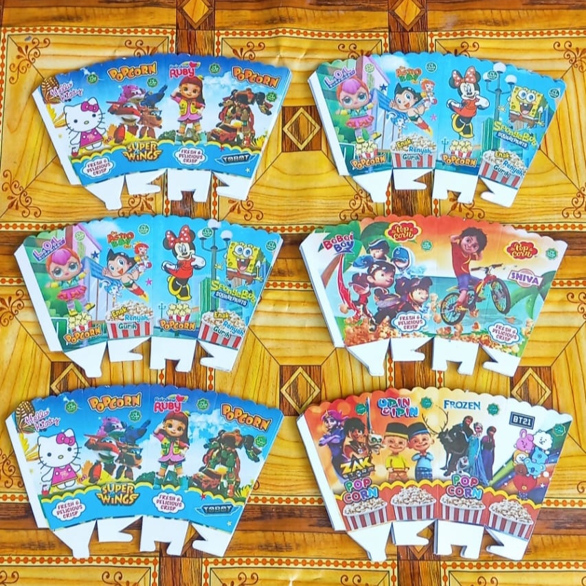 

300 Lembar bungkus popcorn / Pembungkus popcorn / Wadah popcorn / Kotak popcorn ukuran 12 x 6 cm