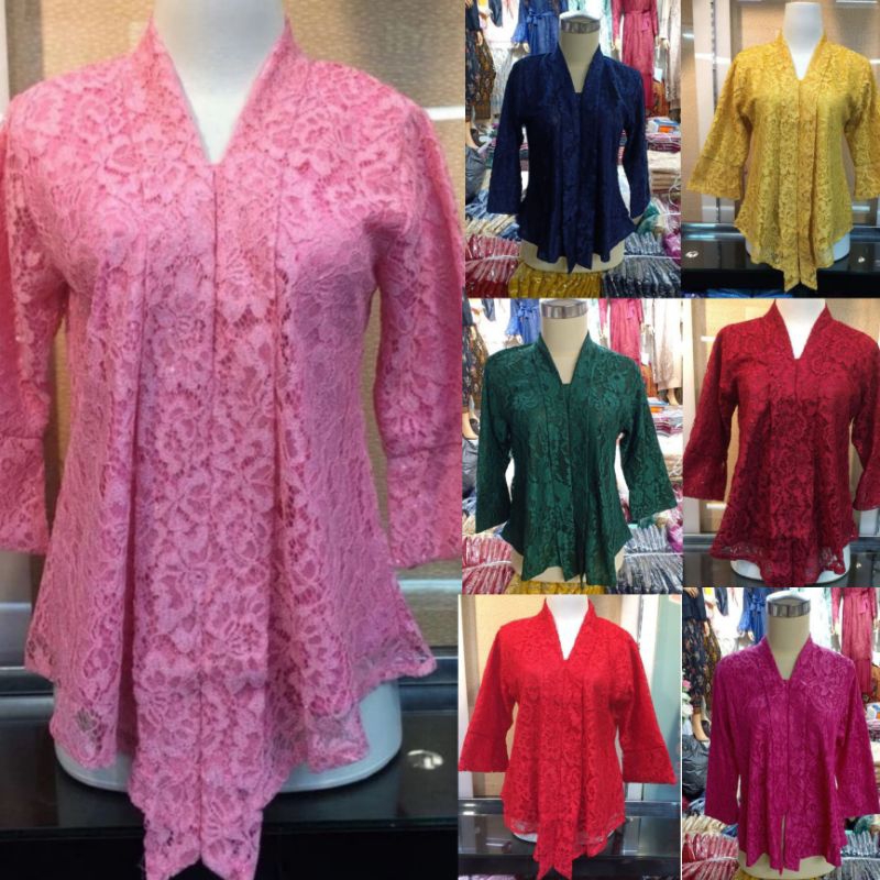 Atasan Baju Kebaya Kutubaru Modern Floy Brokat Kebaya Jumbo XXXL 3L Pakaian Tradisional Adat Jawa Mo