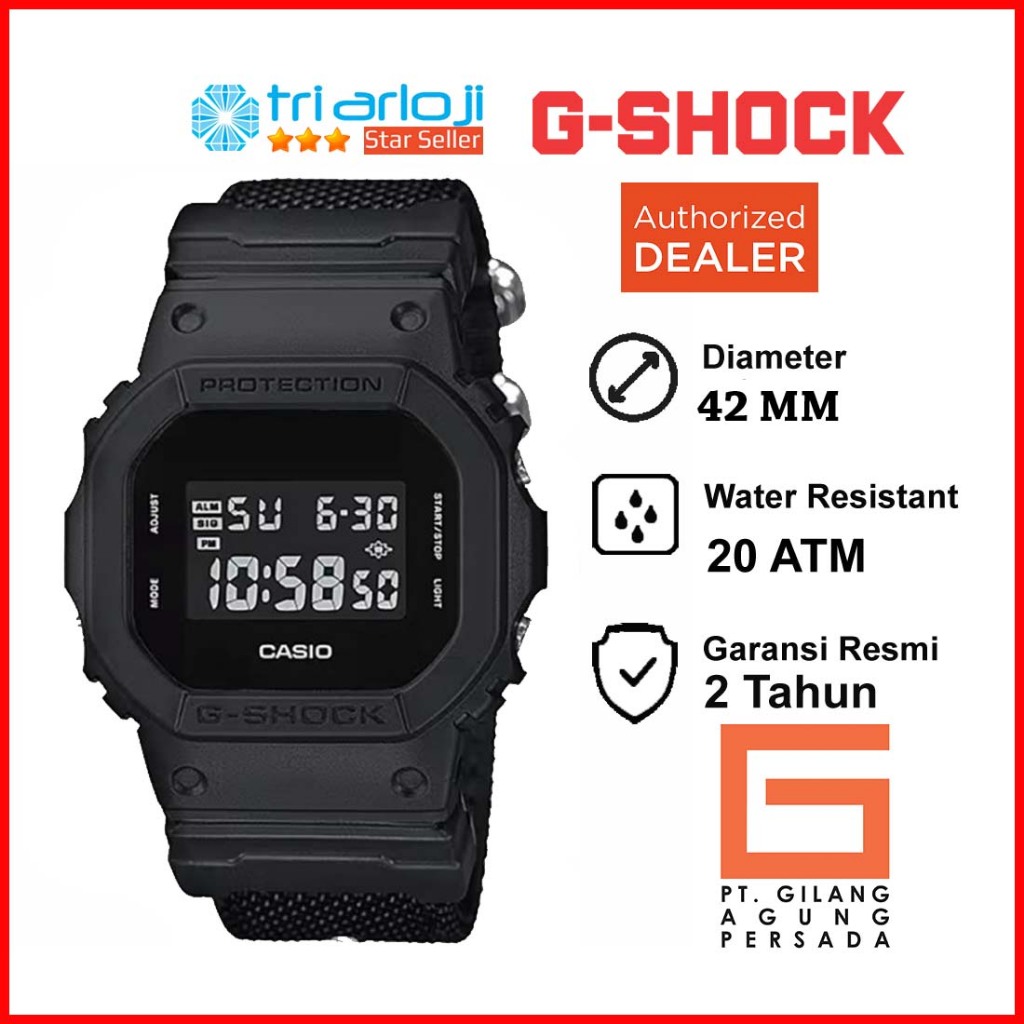 Casio G-Shock DW-5600BBN-1DR Jam Tangan Pria Digital Hitam Gshock DW5600BBN DW-5600BBN-1