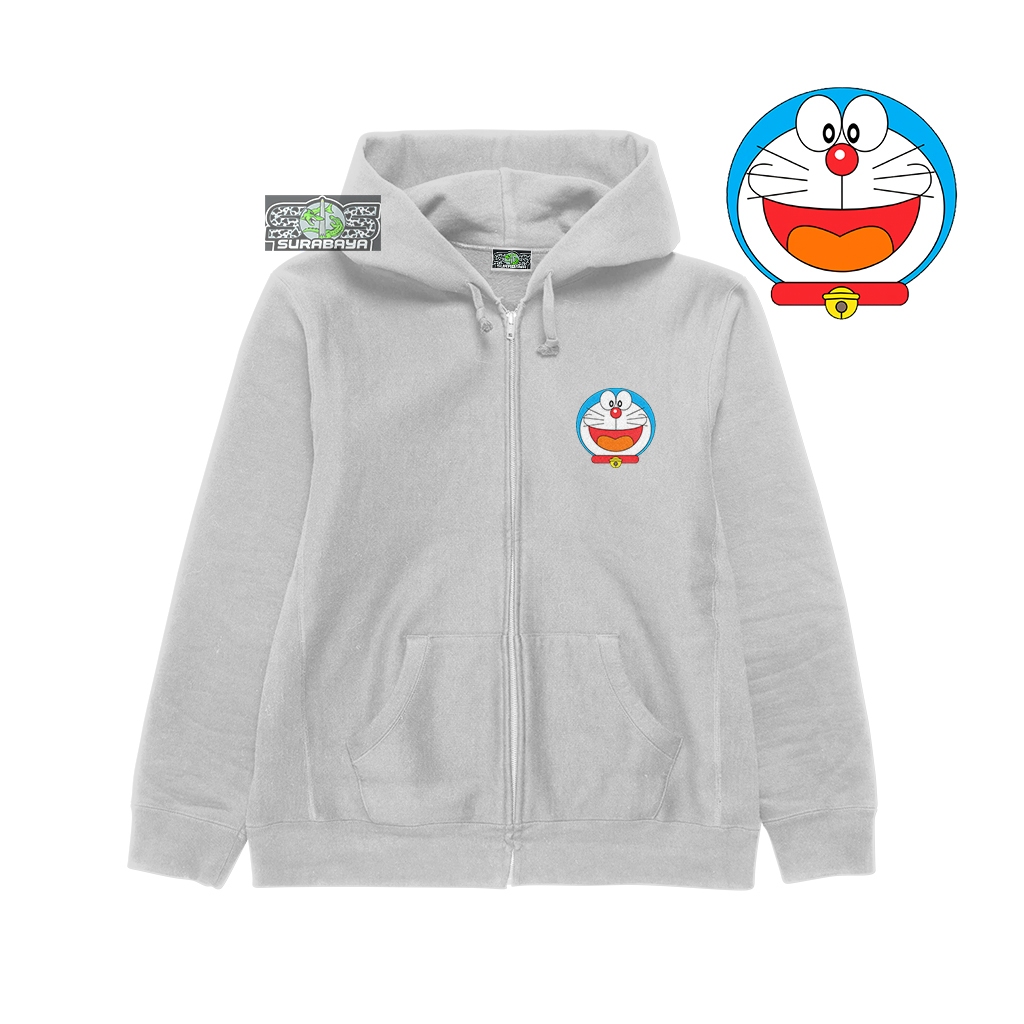 COD Jaket Anak Laki Laki Hoodie Anak Perempuan Polos Zipper Cowok Cewek Motif DORAEMON HEAD Usia 3 4
