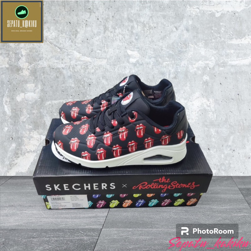 Sepatu Sneakers Skechers Uno x Rolling Stone "Black/Red" #limitededition