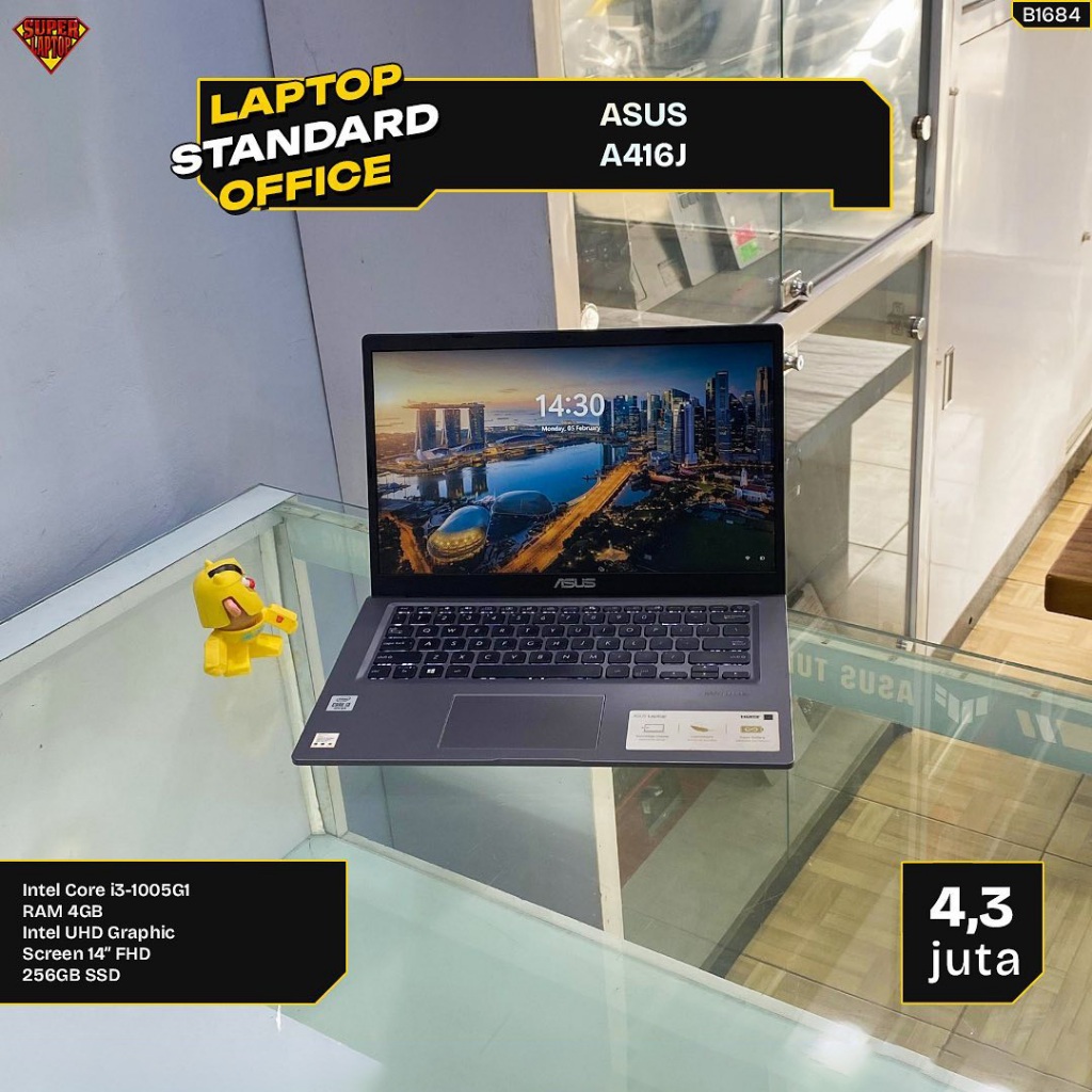 Laptop ASUS A416J Intel Core i3-1005G1 4GB RAM 256GB SSD 14” FHD