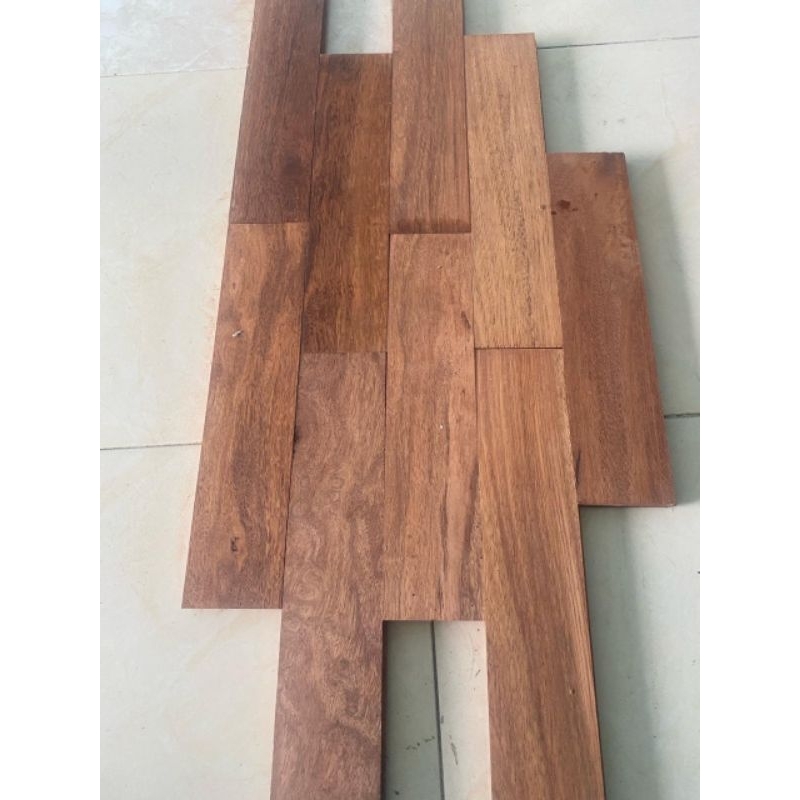 lantai Flooring kayu Merbau tebal 1,5 cm lebar 6,5 cm