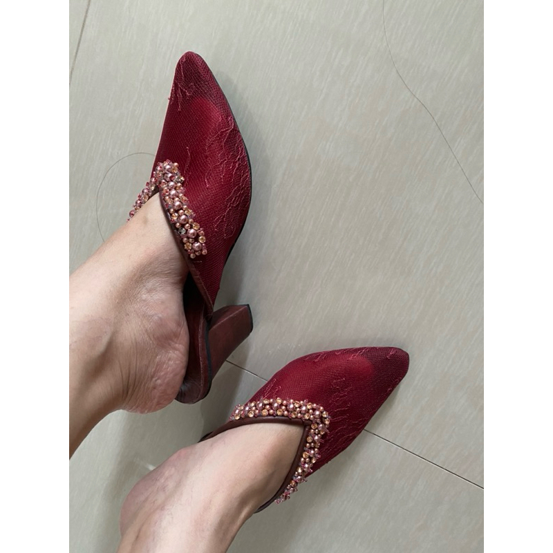 Tanasky Marwah Maroon Block Heels - Preloved