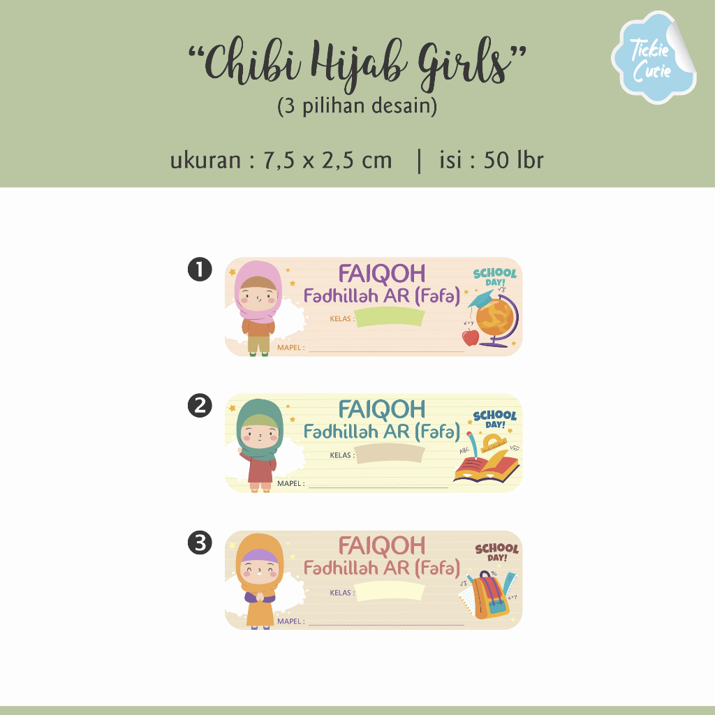 

PO Sticker Label Nama Buku tema : Chibi Hijab Girls (isi 50 lbr)