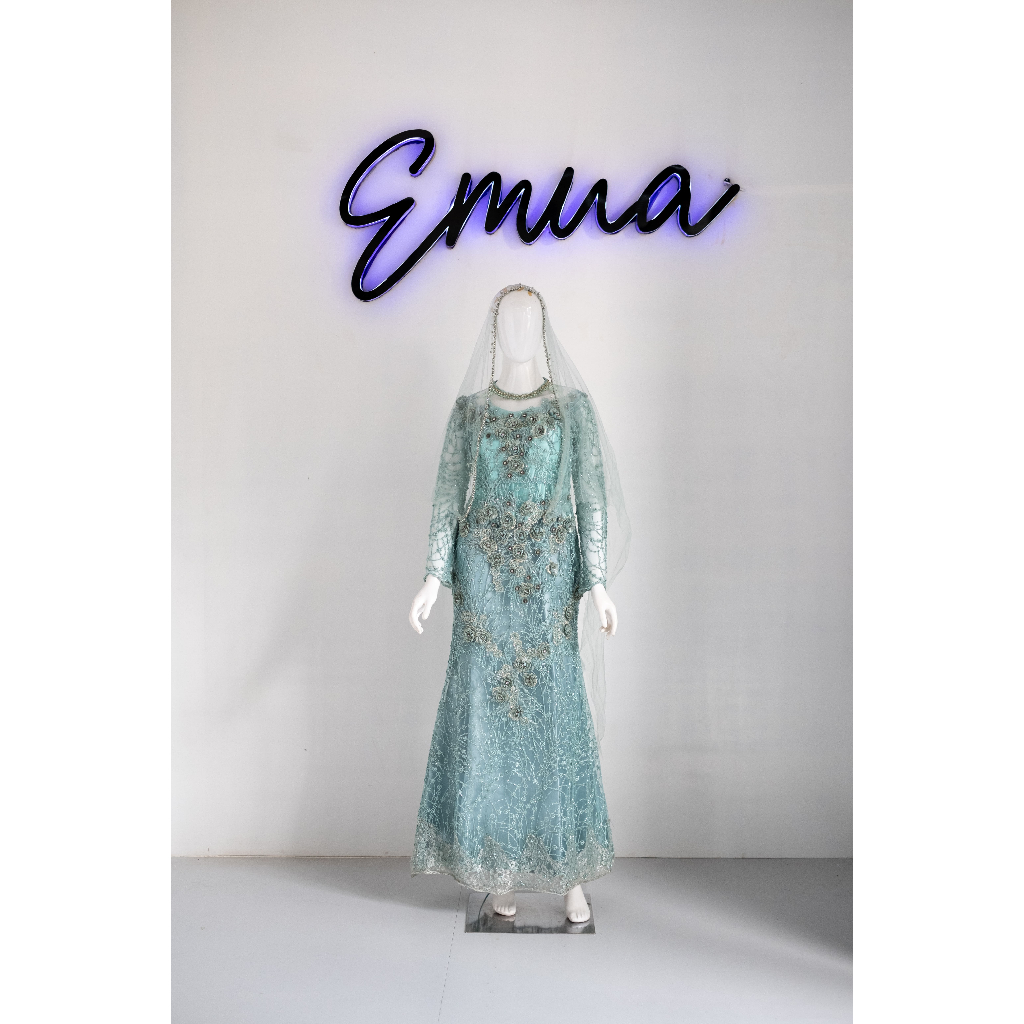 GAUN PENGANTIN HIJAU TOSCA SECOND SEKEN LIKE NEW
