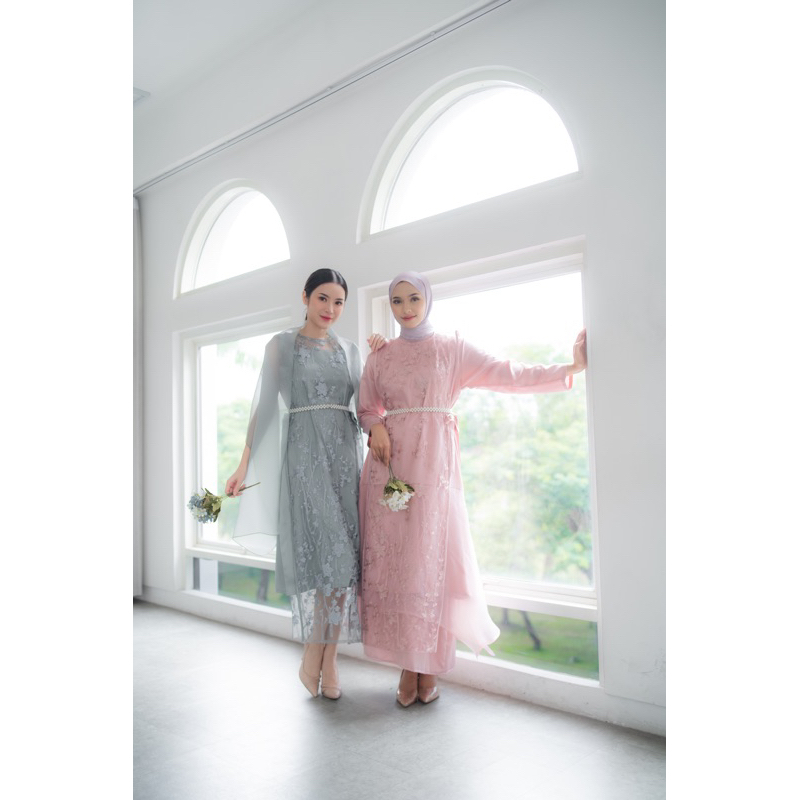 Cassia dress by NAMÈLIS - SUDAH SATU SET DAN FREE BELT Outfit Dress Set Hijab Non Hijab untuk Pesta 