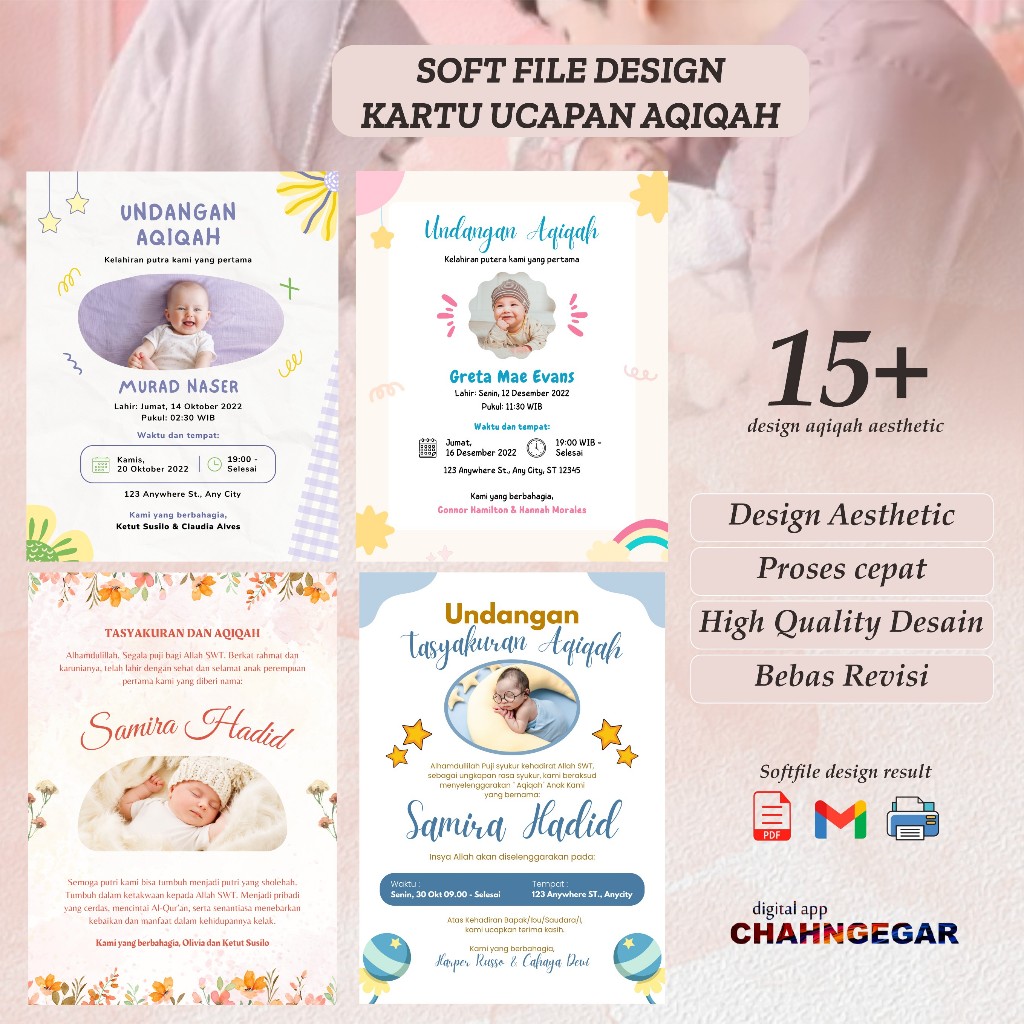 Soft File - Desain Kartu ucapan aqiqah thankscard akikahan kartu undangan tasyakuran aqiqah