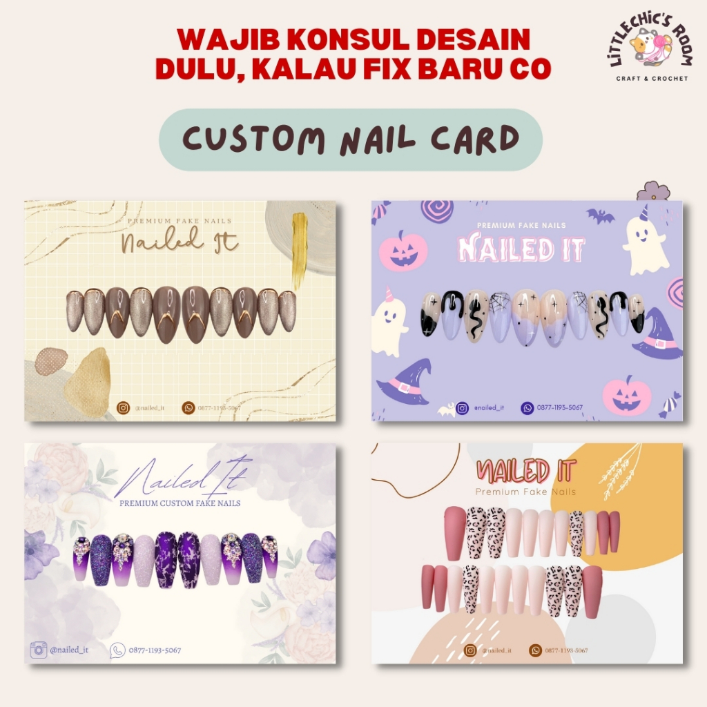 [ART CARTON - CUSTOM NAIL CARD UNTUK PRESS ON NAILS] BACA DESKRIPSI Custom Nail Card Nail Art Kuku P