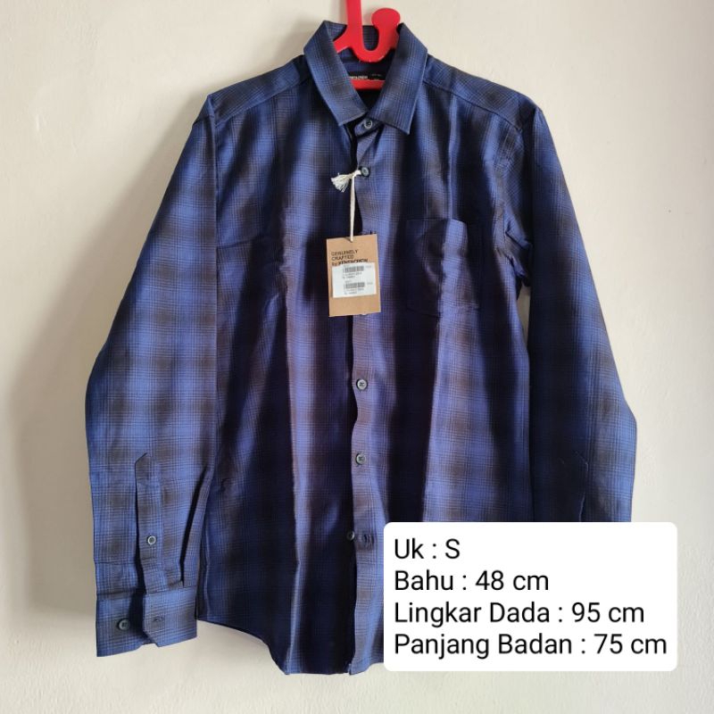 [NEGO] Kent&Crew Kemeja Flanel Panjang Pria Biru Hitam kotak