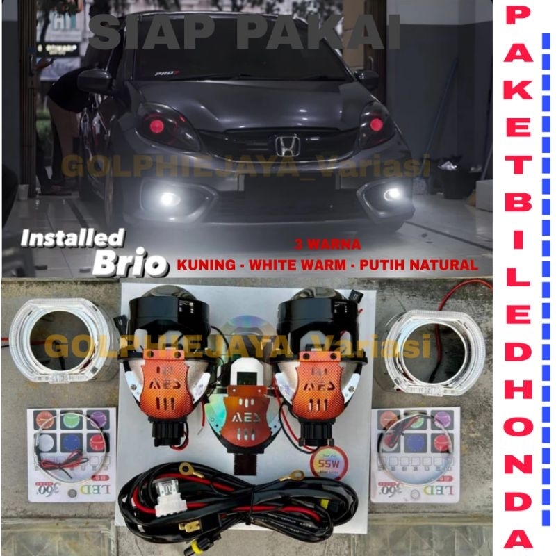 PAKET SATU SET BILED PROJIE 3 WARNA MOBIL HONDA BRIO MOBILIO BRV CRV HRV LAMPU LED BILED AES  2,5 IN