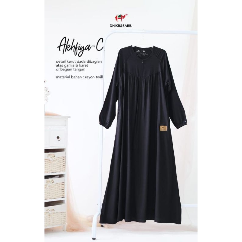 DHIKR AKHFIYA C RAYON GAMIS HITAM JET BLACK TAWAKKAL GAMIS STRIP COTTON COMBED 40S