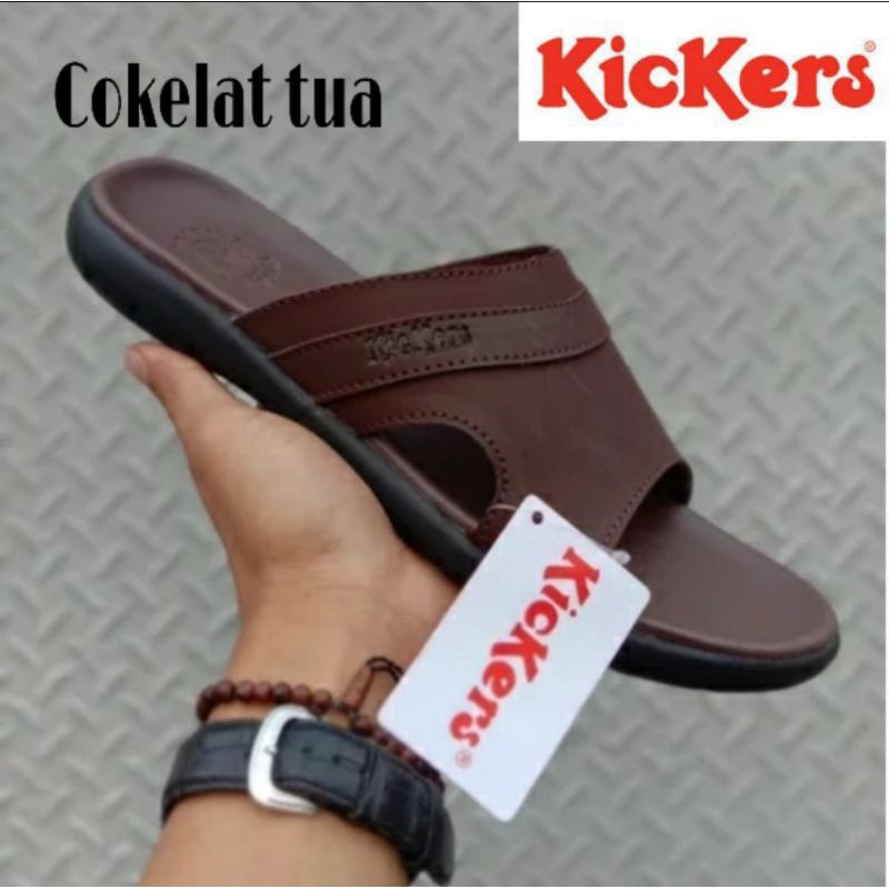 Sandal kickers kulit pria kulit asli. sandal casual