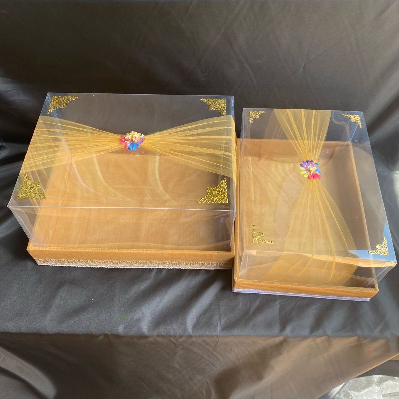 

BOX HANTARAN KOTAK mika tille kain satin/kasar(spounbond) renda | Box hantaran pernikahan 1set isi 3pcs/1set isi 4pcs