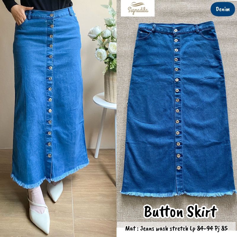 BUTTON SALSA JEZI SKIRT ORI BY SIGNADILA // ROK JEANS WANITA DEWASA MELAR MODIS // ROK SPAN KETAT