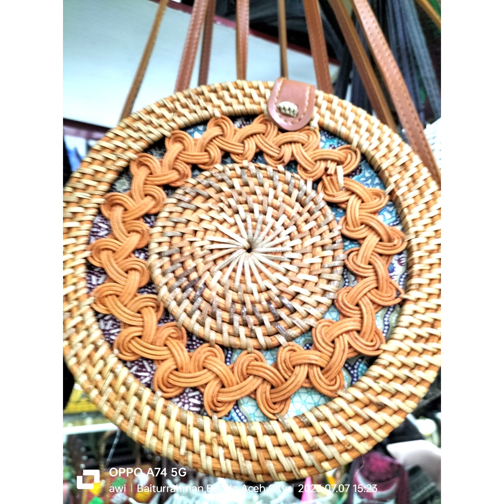 Tas Rotan Bulat Aceh | Tas Selempang Rotan