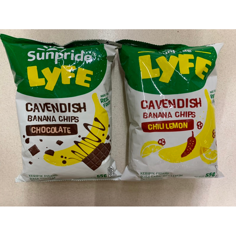 

Sunpride Cavendish Banana Chips Chocolate - 1 Pcs, Sunpride Lyfe Cavendish Banana Chips Rasa Chocolate 55 g Pack, Cemilan Buah Sehat