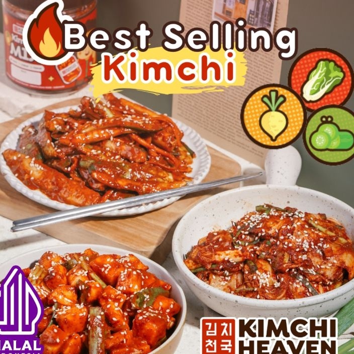 

TERBARU 1kg Fresh Korean Kimchi in Jar Halal Sawi Lobak Timun Mix