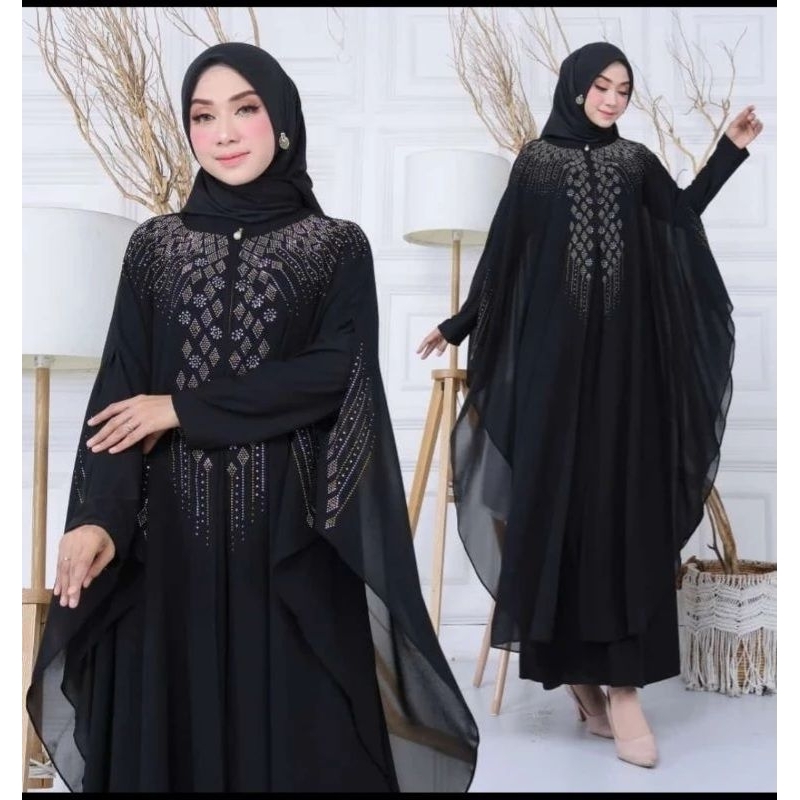 KAFTAN KALONG ABAYA MUTIARA BAHAN JERSY MIX CERUTY