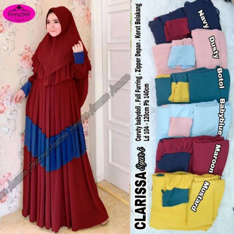CARISSA SYAR'I GAMIS SET HIJAB CERUTY BABYDOLL ORI AMAZONE
