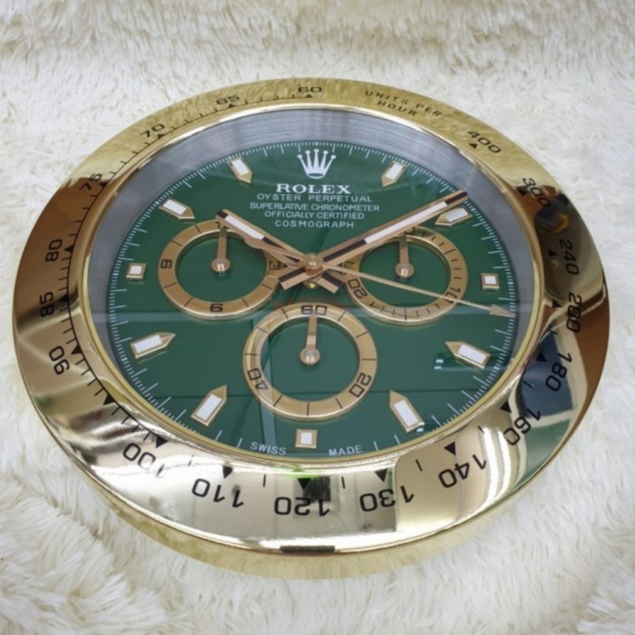 Jam Dinding Rolex Daytona gold hijau premium