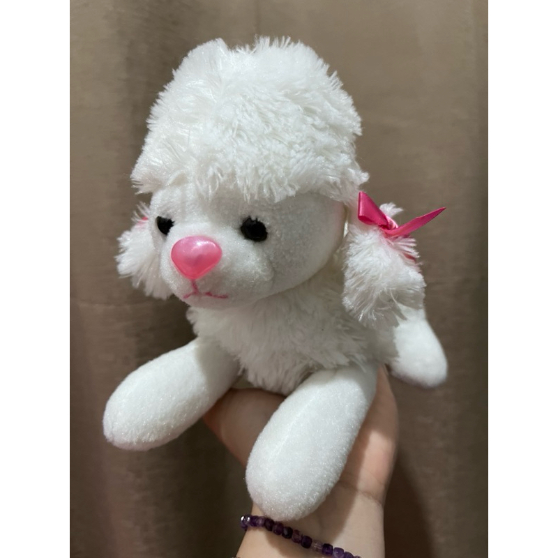 Boneka anjing poodle putih hidung glossy glitter no brand White poodle