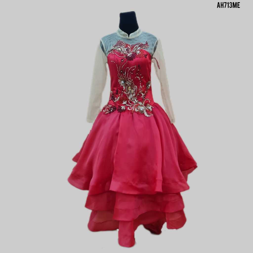 Gaun Pesta Dewasa Minidress Lengan Panjang AH713