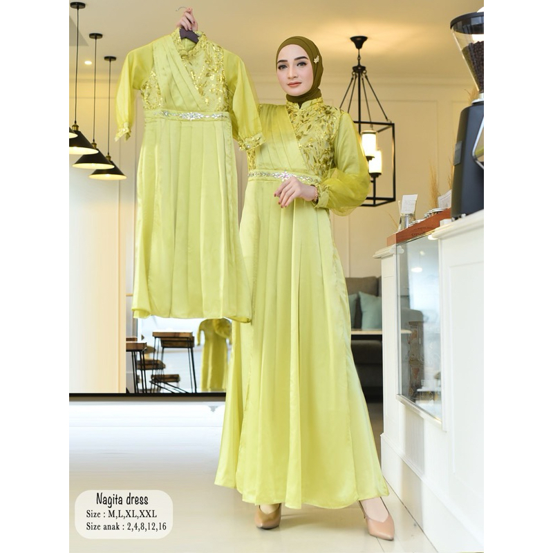Gamis Nagita Couple Mom And Kids / Gamis Couple Ibu dan Anak / Gamis Modern Couple / Gamis Outhet Co