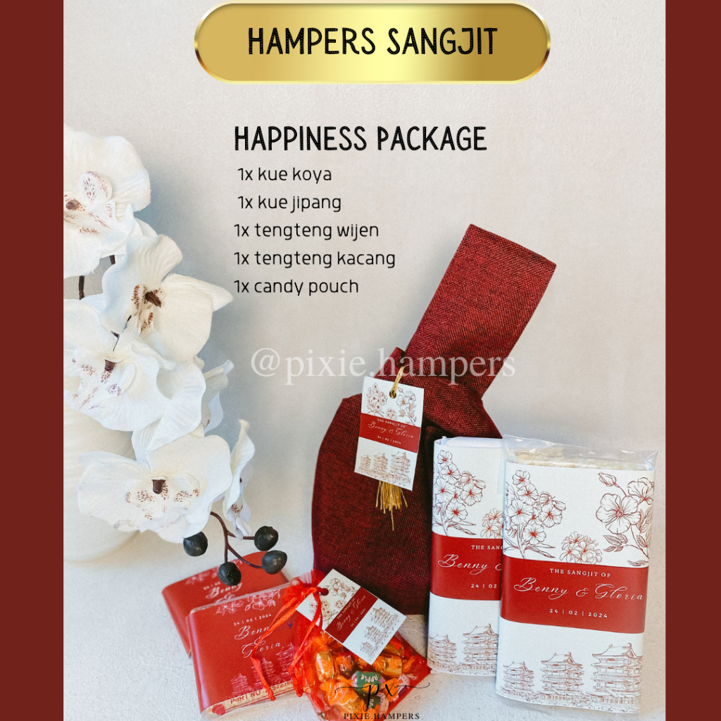 

HAPPINESS - Sangjit Hampers Souvenir | Tingjing Hampers | Wedding Hampers | Paket Sangjit