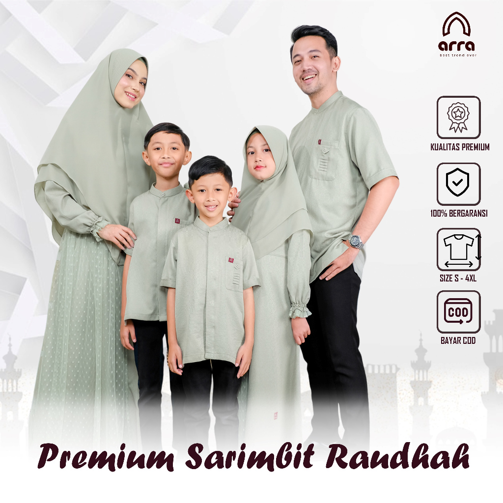 Baju Couple Muslim Keluarga Sarimbit Kapel Koko Ayah Anak Laki laki Gamis Ibu Anak Perempuan