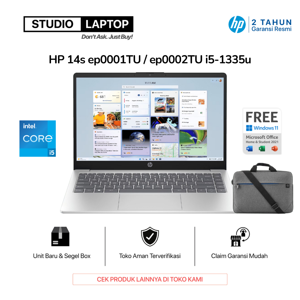 LAPTOP HP 14s ep0002TU ep0001TU / CORE i5-1335U Iris Xe / RAM 8GB 512GB SSD / 14 INCH IPS / OHS WIND