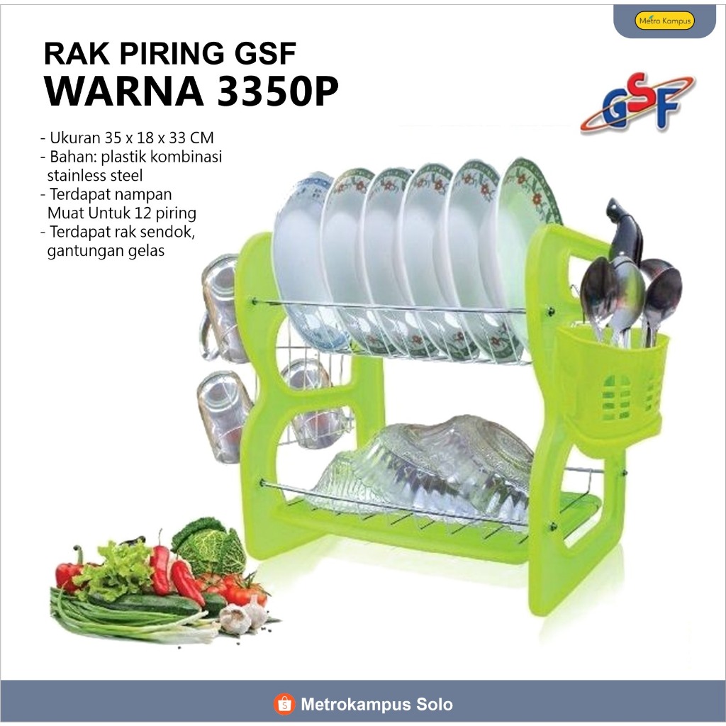 Rak Piring Stainless Plastik GSF 3350P / Rak Piring Minimalis - Rak Piring 2 Susun