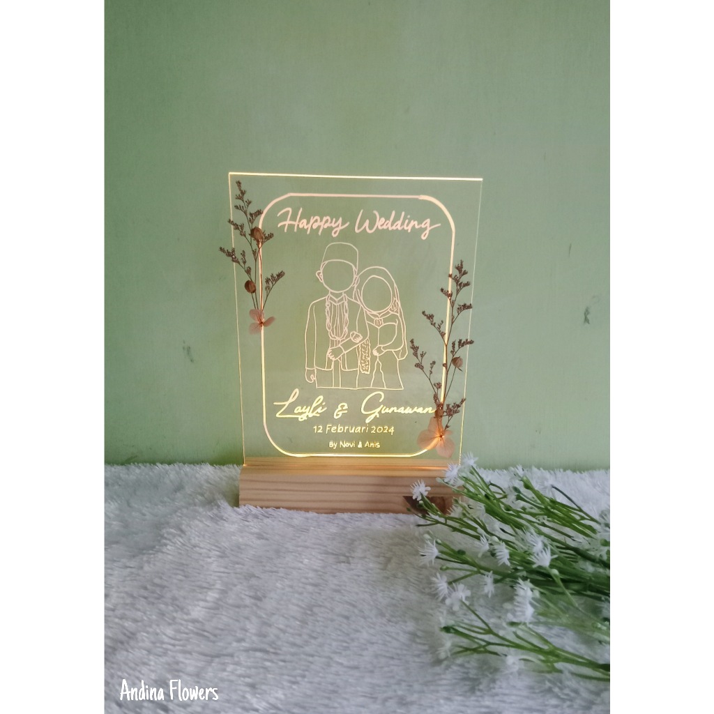 AKRILIK STANDING LED / KADO WISUDA / KADO WEDDING / KADO ULTAH