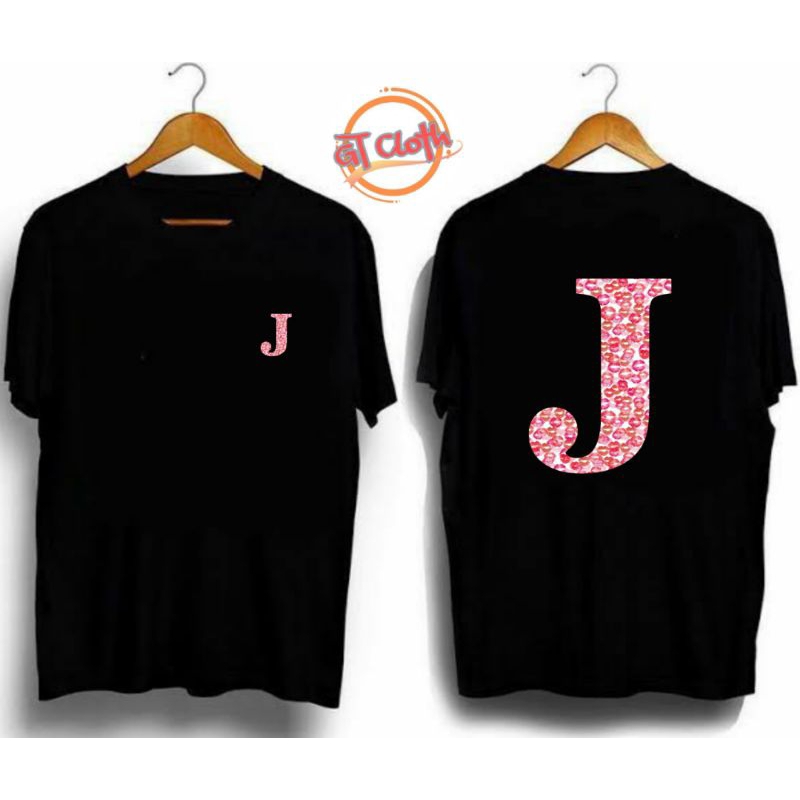 Logo Inisial Nama Huruf J Kiss Baju Kaos Distro Premium Pria Wanita Combed30s