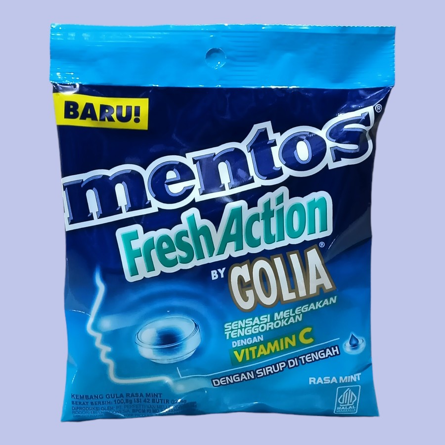 

Mentos Golia mint Active Plus Permen Sak 105gr [42 butir]