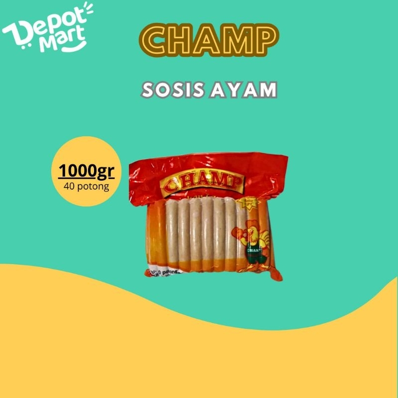 

Champ Sosis Ayam 1 kg 40 pcs Chicken Sausage - Depot Mart