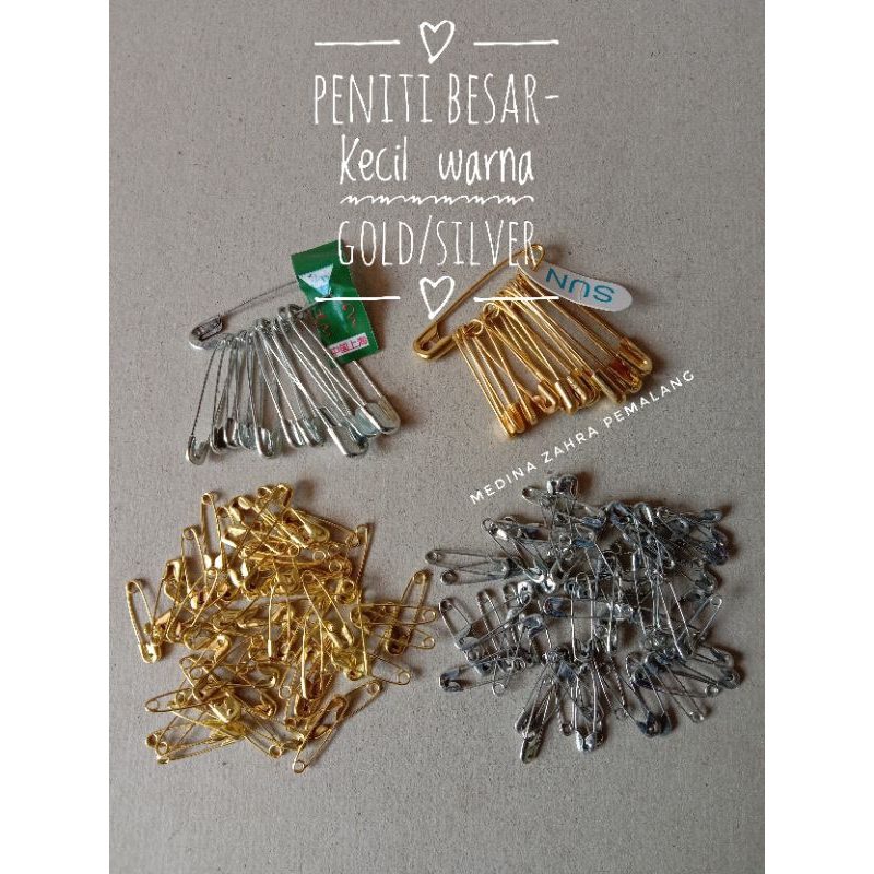 Peniti Warna Silver-Gold Besar-Kecil