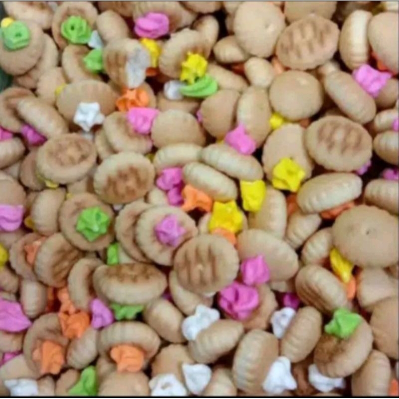 

JAJAN KILOAN KANCING MONAS/JAJAN KILOAN GULA WARNA WARNI/BISKUIT GULA WARNA WARNI