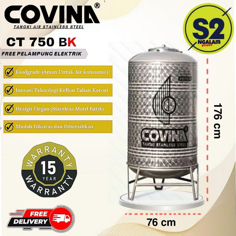 Tandon Air /Toren Air /Tangki Air Stainles - COVINA BK 750 Liter (Invoice)