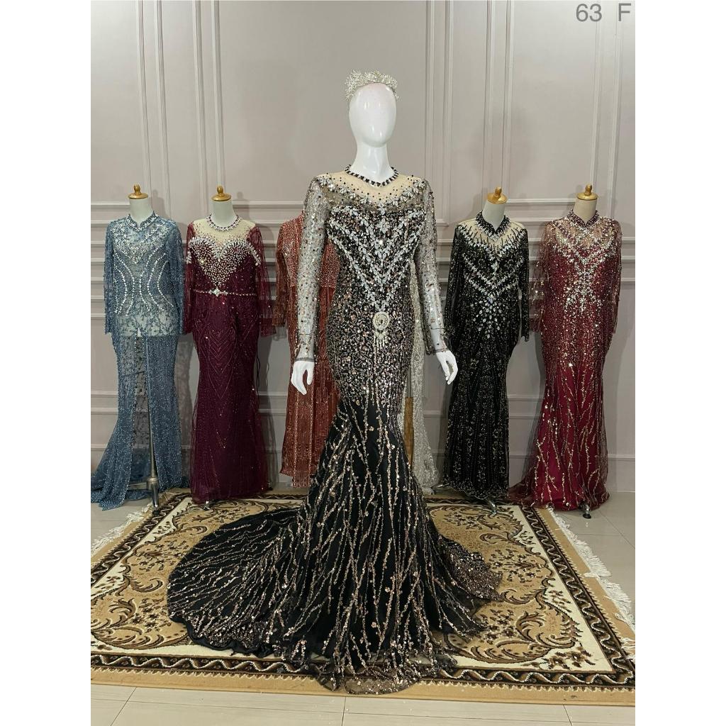 Kebaya pengantin wanita modern slim hitam bustier full payet premium