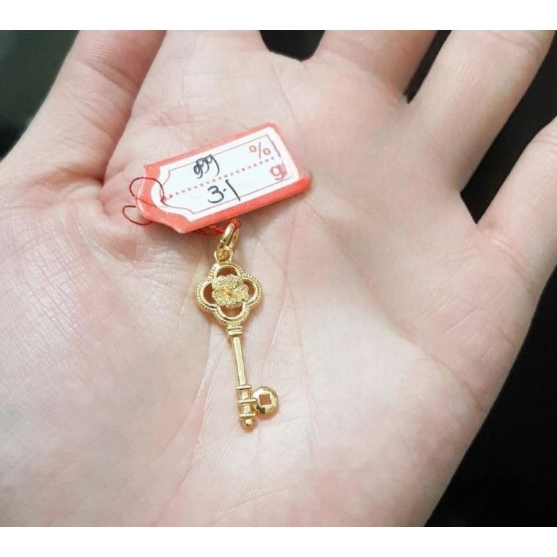 Liontin emas 24k kunci bunga