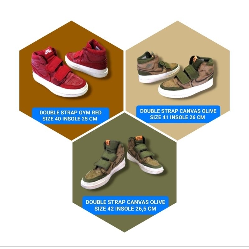 SEPATU AJ1 DOUBLE STRAP GYM RED AJ1 DOUBLE STRAP CANVAS OLIVE SIZE 40 41 42