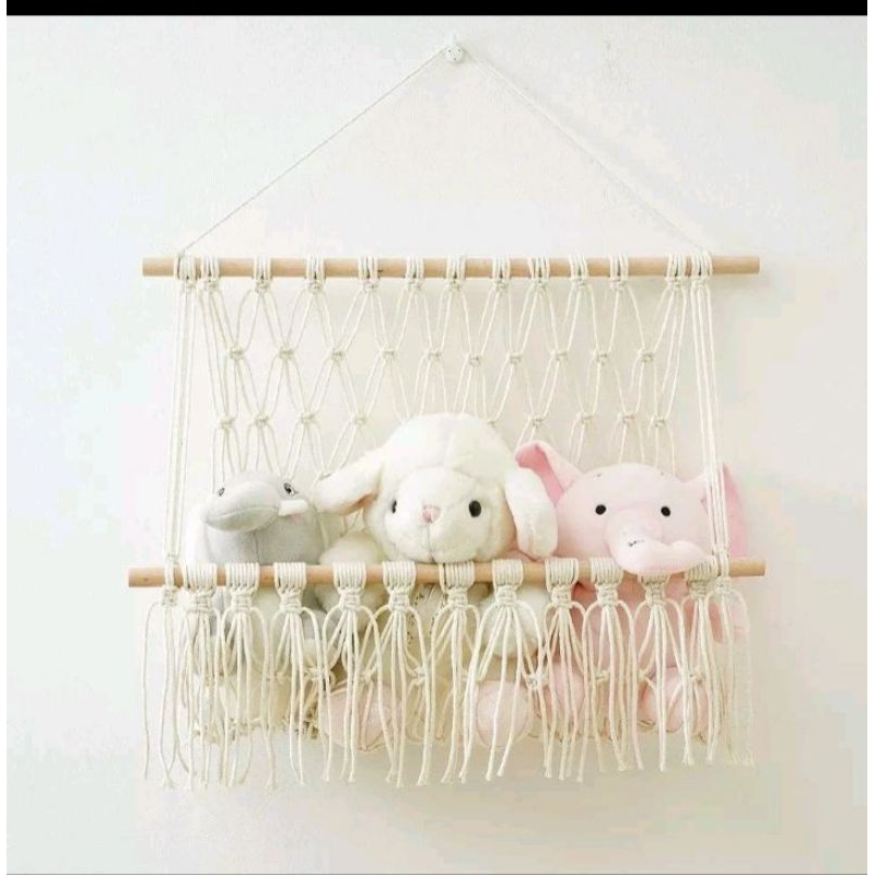 macrame hiasan dinding tempat boneka