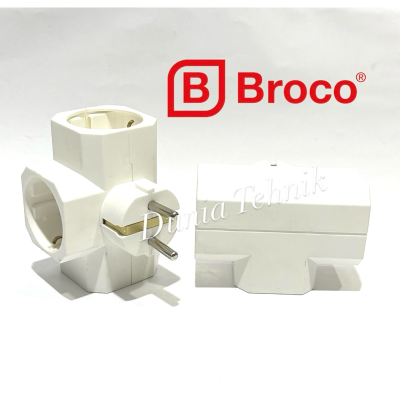 BROCO Cabang Steker T Arde 3 Lubang Cabang Stop Kontak 3 Lubang Cabang Colokan Listrik Model T